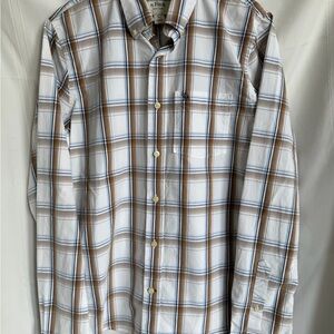 Abercrombie Muscle Shirt Men Size Large Brown Plaid ButtonUp Long Sleeve Flannel
